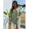 imageEkouaer Womens Pajamas Summer 2 Piece Sets Knit Loungewear V Neck Cap Sleeve Workout Sets Biker Shorts Tracksuit SXXLGreen