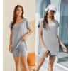imageEkouaer Womens Pajamas Summer 2 Piece Sets Knit Loungewear V Neck Cap Sleeve Workout Sets Biker Shorts Tracksuit SXXLLight Grey