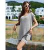 imageEkouaer Womens Pajamas Summer 2 Piece Sets Knit Loungewear V Neck Cap Sleeve Workout Sets Biker Shorts Tracksuit SXXLLight Grey