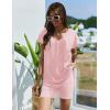 imageEkouaer Womens Pajamas Summer 2 Piece Sets Knit Loungewear V Neck Cap Sleeve Workout Sets Biker Shorts Tracksuit SXXLPink