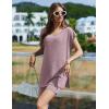 imageEkouaer Womens Pajamas Summer 2 Piece Sets Knit Loungewear V Neck Cap Sleeve Workout Sets Biker Shorts Tracksuit SXXLPurple
