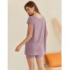 imageEkouaer Womens Pajamas Summer 2 Piece Sets Knit Loungewear V Neck Cap Sleeve Workout Sets Biker Shorts Tracksuit SXXLPurple
