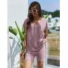 imageEkouaer Womens Pajamas Summer 2 Piece Sets Knit Loungewear V Neck Cap Sleeve Workout Sets Biker Shorts Tracksuit SXXLPurple