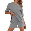 imageEkouaer Pajamas for Women Set 2 Piece PJ Soft Comfy Lounge Sets Short Sleeve Tops Shorts Sets Cotton Sleepwear SXXLLight Gray