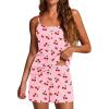 imageEkouaer Pajamas for Women Set Lingerie Pjs 2 Piece Cami Sleepwear Ribbed Knit Shorts SetPink Cherry