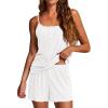 imageEkouaer Pajamas for Women Set Lingerie Pjs 2 Piece Cami Sleepwear Ribbed Knit Shorts SetWhite