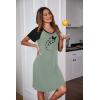 imageEkouaer Womens Nightgown Short Sleeve Night Dress Printed Sleepwear Soft Sleep Shirt S3XLAgreyish Greenbutterfly