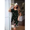 imageEkouaer Womens Nightgown Short Sleeve Night Dress Printed Sleepwear Soft Sleep Shirt S3XLBlack Floral Print