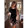 imageEkouaer Womens Nightgown Short Sleeve Night Dress Printed Sleepwear Soft Sleep Shirt S3XLBlack Floral Print