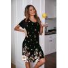 imageEkouaer Womens Nightgown Short Sleeve Night Dress Printed Sleepwear Soft Sleep Shirt S3XLBlack Floral Print