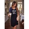 imageEkouaer Womens Nightgown Short Sleeve Night Dress Printed Sleepwear Soft Sleep Shirt S3XLBlackkiss