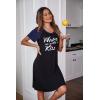 imageEkouaer Womens Nightgown Short Sleeve Night Dress Printed Sleepwear Soft Sleep Shirt S3XLBlackkiss