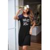 imageEkouaer Womens Nightgown Short Sleeve Night Dress Printed Sleepwear Soft Sleep Shirt S3XLBlackkiss