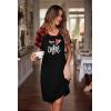 imageEkouaer Womens Nightgown Short Sleeve Night Dress Printed Sleepwear Soft Sleep Shirt S3XLBlackplaid