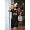 imageEkouaer Womens Nightgown Short Sleeve Night Dress Printed Sleepwear Soft Sleep Shirt S3XLBlackplaid