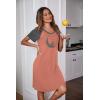 imageEkouaer Womens Nightgown Short Sleeve Night Dress Printed Sleepwear Soft Sleep Shirt S3XLPinkmoon