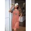 imageEkouaer Womens Nightgown Short Sleeve Night Dress Printed Sleepwear Soft Sleep Shirt S3XLPinkmoon