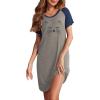 imageEkouaer Womens Nightgown Short Sleeve Night Dress Printed Sleepwear Soft Sleep Shirt S3XL01 Navy Blue