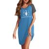 imageEkouaer Womens Nightgown Short Sleeve Night Dress Printed Sleepwear Soft Sleep Shirt S3XLAlake Bluecat