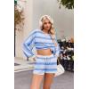 imageEkouaer Knit Pajamas Set for Women Lounge Wear Sets Long Sleeve Sweatsuit Matching 2 Piece Outfits Casual Sweater Sets SXXLBlue White Striped