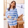 imageEkouaer Knit Pajamas Set for Women Lounge Wear Sets Long Sleeve Sweatsuit Matching 2 Piece Outfits Casual Sweater Sets SXXLBlue White Striped