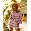 imageEkouaer Knit Pajamas Set for Women Lounge Wear Sets Long Sleeve Sweatsuit Matching 2 Piece Outfits Casual Sweater Sets SXXLPink White Striped