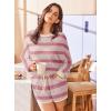 imageEkouaer Knit Pajamas Set for Women Lounge Wear Sets Long Sleeve Sweatsuit Matching 2 Piece Outfits Casual Sweater Sets SXXLPink White Striped