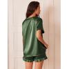 imageEkouaer Satin Pajamas for Women Short Sleeve Silk Sleepwear 2 Piece Pjs Set with Ruffled Shorts Casual LoungewearArmy Green