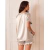 imageEkouaer Satin Pajamas for Women Short Sleeve Silk Sleepwear 2 Piece Pjs Set with Ruffled Shorts Casual LoungewearChampagne