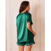 imageEkouaer Satin Pajamas for Women Short Sleeve Silk Sleepwear 2 Piece Pjs Set with Ruffled Shorts Casual LoungewearGreen