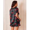 imageEkouaer Satin Pajamas for Women Short Sleeve Silk Sleepwear 2 Piece Pjs Set with Ruffled Shorts Casual LoungewearLove Lips