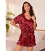 imageEkouaer Satin Pajamas for Women Short Sleeve Silk Sleepwear 2 Piece Pjs Set with Ruffled Shorts Casual LoungewearLover Heart