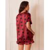 imageEkouaer Satin Pajamas for Women Short Sleeve Silk Sleepwear 2 Piece Pjs Set with Ruffled Shorts Casual LoungewearLover Heart