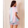 imageEkouaer Satin Pajamas for Women Short Sleeve Silk Sleepwear 2 Piece Pjs Set with Ruffled Shorts Casual LoungewearTie Dye