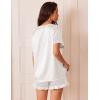 imageEkouaer Satin Pajamas for Women Short Sleeve Silk Sleepwear 2 Piece Pjs Set with Ruffled Shorts Casual LoungewearWhite