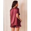 imageEkouaer Satin Pajamas for Women Short Sleeve Silk Sleepwear 2 Piece Pjs Set with Ruffled Shorts Casual LoungewearWind Red