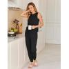 imageEkouaer Womens Pajamas Set Soft 2 Piece Lounge Sets Sleeveless Tank Tops with Jogger Set Active Tracksuit Lounge WearBlack