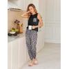 imageEkouaer Womens Pajamas Set Soft 2 Piece Lounge Sets Sleeveless Tank Tops with Jogger Set Active Tracksuit Lounge WearLeopardapricot