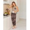 imageEkouaer Womens Pajamas Set Soft 2 Piece Lounge Sets Sleeveless Tank Tops with Jogger Set Active Tracksuit Lounge WearLeopardkhaki