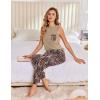 imageEkouaer Womens Pajamas Set Soft 2 Piece Lounge Sets Sleeveless Tank Tops with Jogger Set Active Tracksuit Lounge WearLeopardkhaki