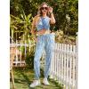imageEkouaer Womens Pajamas Set Soft 2 Piece Lounge Sets Sleeveless Tank Tops with Jogger Set Active Tracksuit Lounge WearLight Blue Floral