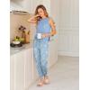 imageEkouaer Womens Pajamas Set Soft 2 Piece Lounge Sets Sleeveless Tank Tops with Jogger Set Active Tracksuit Lounge WearLight Blue Floral