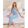imageEkouaer Womens Pajamas Set Soft 2 Piece Lounge Sets Sleeveless Tank Tops with Jogger Set Active Tracksuit Lounge WearLight Blue Floral