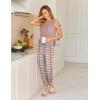 imageEkouaer Womens Pajamas Set Soft 2 Piece Lounge Sets Sleeveless Tank Tops with Jogger Set Active Tracksuit Lounge WearPink Plaid