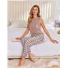 imageEkouaer Womens Pajamas Set Soft 2 Piece Lounge Sets Sleeveless Tank Tops with Jogger Set Active Tracksuit Lounge WearPink Plaid