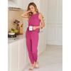 imageEkouaer Womens Pajamas Set Soft 2 Piece Lounge Sets Sleeveless Tank Tops with Jogger Set Active Tracksuit Lounge WearRose Red
