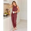 imageEkouaer Womens Pajamas Set Soft 2 Piece Lounge Sets Sleeveless Tank Tops with Jogger Set Active Tracksuit Lounge WearWine Red