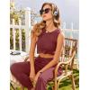 imageEkouaer Womens Pajamas Set Soft 2 Piece Lounge Sets Sleeveless Tank Tops with Jogger Set Active Tracksuit Lounge WearWine Red