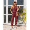 imageEkouaer Womens Pajamas Set Soft 2 Piece Lounge Sets Sleeveless Tank Tops with Jogger Set Active Tracksuit Lounge WearWine Red