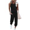 imageEkouaer Womens Pajamas Set Soft 2 Piece Lounge Sets Sleeveless Tank Tops with Jogger Set Active Tracksuit Lounge WearBlack